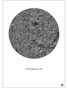 Teotihuacan Satellite View Poster 20km B&W | Gravura – Light background 2