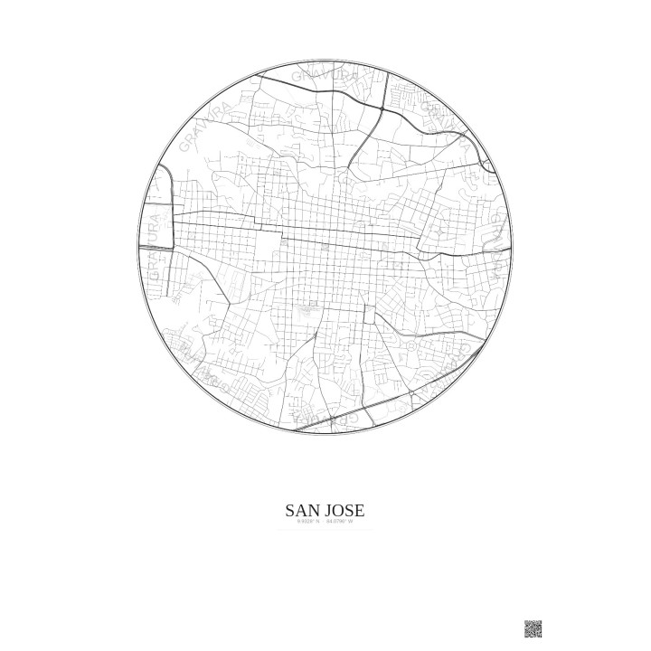 San Jose City Map Poster 2.5km | Gravura – Light background
