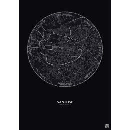 Affiche San Jose – Poster carte de ville 6km | Gravura – Fond foncé