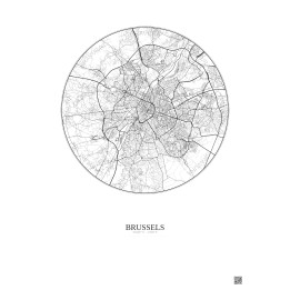 Affiche Brussels – Poster carte de ville 10km | Gravura – Fond clair