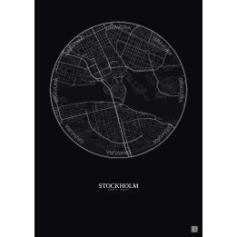 Affiche Stockholm – Poster carte de ville 2.5km | Gravura – Fond foncé