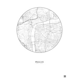 Affiche Prague – Poster carte de ville 2.5km | Gravura – Fond clair