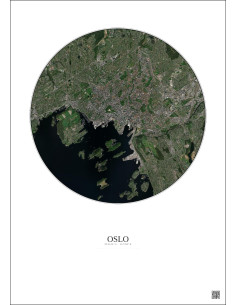 Oslo Satellite View Poster 6km Color | Gravura – Light background 2