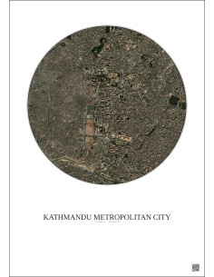 Affiche Kathmandu Metropolitan City – Poster vue satellite 2.5km Couleur | Gravura – Fond clair 2