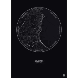 Algiers City Map Poster 2.5km | Gravura – Dark background