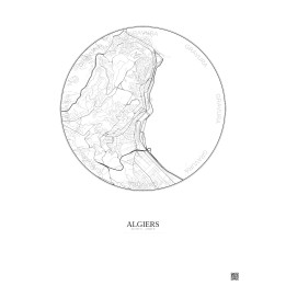 Affiche Algiers – Poster carte de ville 2.5km | Gravura – Fond clair