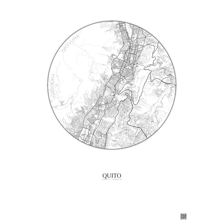 Quito City Map Poster 10km | Gravura – Light background