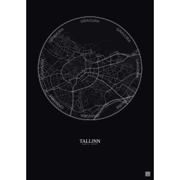 Tallinn City Map Poster 2.5km | Gravura – Dark background