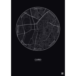 Affiche Cairo – Poster carte de ville 2.5km | Gravura – Fond foncé