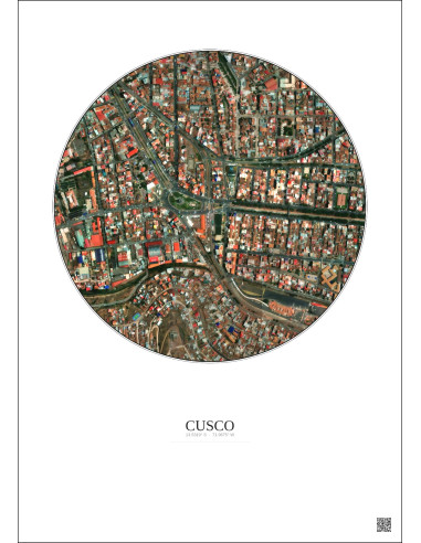 Cusco Satellite View Poster 0.5km Color | Gravura – Light background