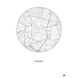 Affiche Madrid – Poster carte de ville 2.5km | Gravura – Fond clair