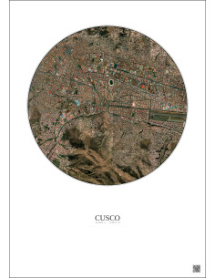 Cusco Satellite View Poster 2.5km Color | Gravura – Light background 2
