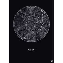 Affiche Madrid – Poster carte de ville 6km | Gravura – Fond foncé