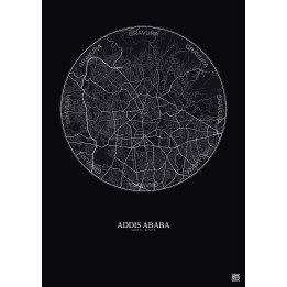 Affiche Addis Ababa – Poster carte de ville 6km | Gravura – Fond foncé