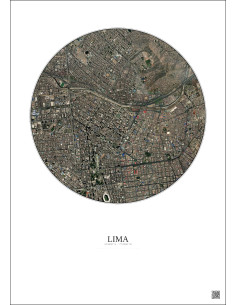 Lima Satellite View Poster 2.5km Color | Gravura – Light background 2