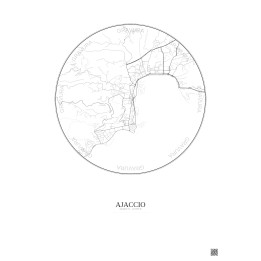 Ajaccio City Map Poster 2.5km | Gravura – Light background