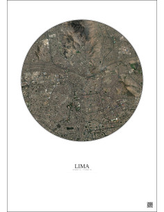 Lima Satellite View Poster 6km Color | Gravura – Light background 2