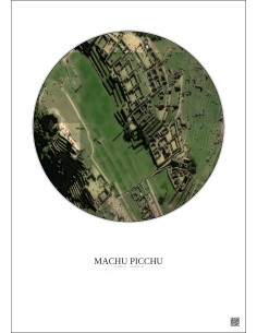 Machu Picchu Satellite View Poster 0.1km Color | Gravura – Light background 2