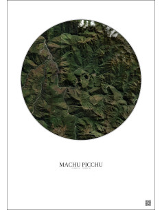 Machu Picchu Satellite View Poster 10km Color | Gravura – Light background 2