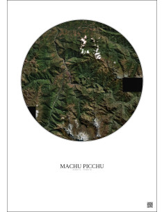 Machu Picchu Satellite View Poster 20km Color | Gravura – Light background 2