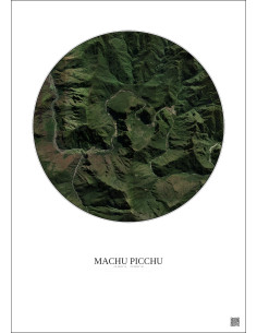 Machu Picchu Satellite View Poster 5km Color | Gravura – Light background 2