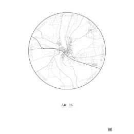 Affiche Arles – Poster carte de ville 10km | Gravura – Fond clair