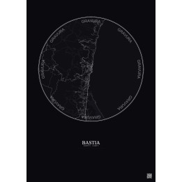 Bastia City Map Poster 10km | Gravura – Dark background