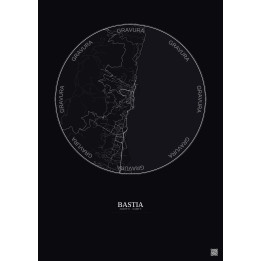 Affiche Bastia – Poster carte de ville 5km | Gravura – Fond foncé