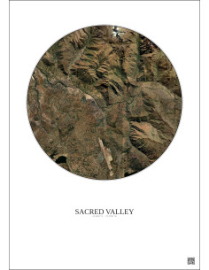 Affiche Sacred Valley – Poster vue satellite 10km Couleur | Gravura – Fond clair 2