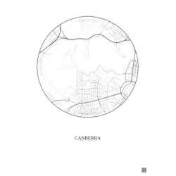 Affiche Canberra – Poster carte de ville 2.5km | Gravura – Fond clair