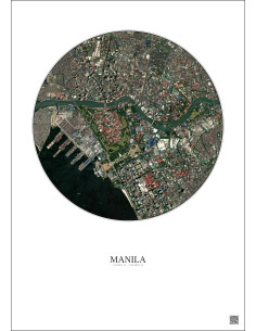 Manila Satellite View Poster 2.5km Color | Gravura – Light background 2