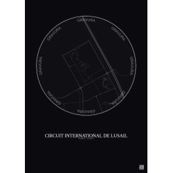 Affiche Circuit International De Lusail – Poster carte de ville 2.5km | Gravura – Fond foncé