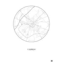 Cambrai City Map Poster 5km | Gravura – Light background