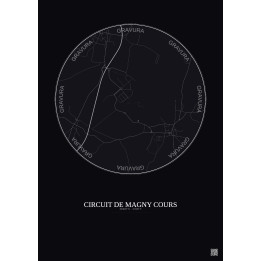 Affiche Circuit De Magny Cours – Poster carte de ville 2.5km | Gravura – Fond foncé