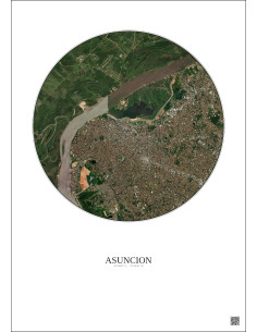 Asuncion Satellite View Poster 6km Color | Gravura – Light background 2