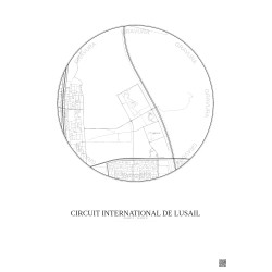 Affiche Circuit International De Lusail – Poster carte de ville 5km | Gravura – Fond clair