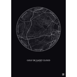 Golf De Saint Cloud City Map Poster 5km | Gravura – Dark background