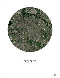 Affiche Bucharest – Poster vue satellite 6km Couleur | Gravura – Fond clair 2