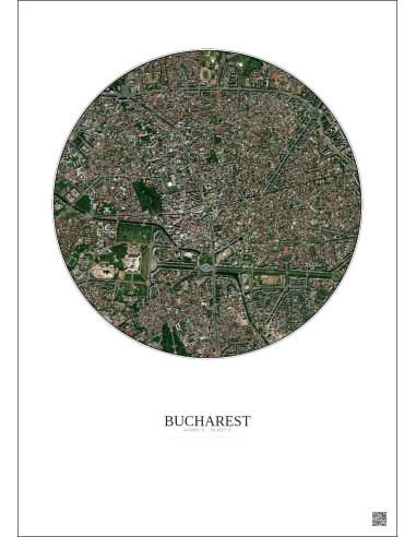 Bucharest Satellite View Poster 2.5km Color | Gravura – Light background