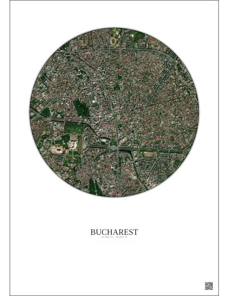 Bucharest Satellite View Poster 2.5km Color | Gravura – Light background