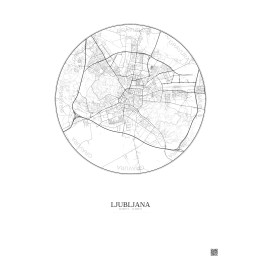 Affiche Ljubljana – Poster carte de ville 6km | Gravura – Fond clair