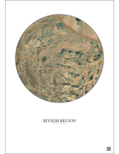Affiche Riyadh Region – Poster vue satellite 10km Couleur | Gravura – Fond clair