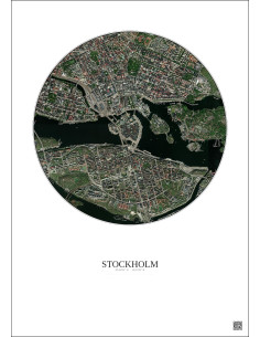 Stockholm Satellite View Poster 2.5km Color | Gravura – Light background