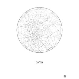 Affiche Nancy – Poster carte de ville 2.5km | Gravura – Fond clair