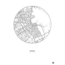 Affiche Doha – Poster carte de ville 10km | Gravura – Fond clair
