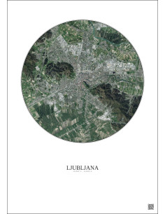 Ljubljana Satellite View Poster 6km Color | Gravura – Light background 2