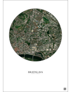 Bratislava Satellite View Poster 2.5km Color | Gravura – Light background 2