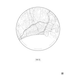 Affiche Nice – Poster carte de ville 2.5km | Gravura – Fond clair