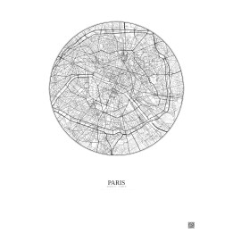 Affiche Paris – Poster carte de ville 6km | Gravura – Fond clair