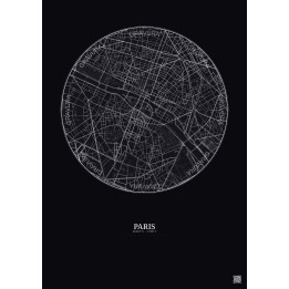 Affiche Paris – Poster carte de ville 2.5km | Gravura – Fond foncé